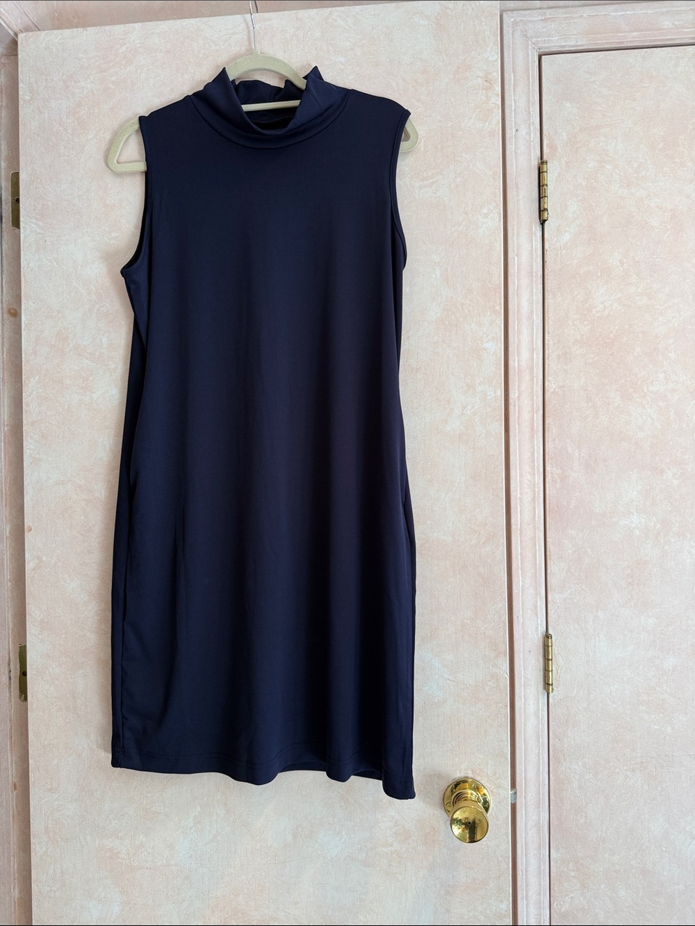 Sleeveless Mock Neck Shift Dress - Black